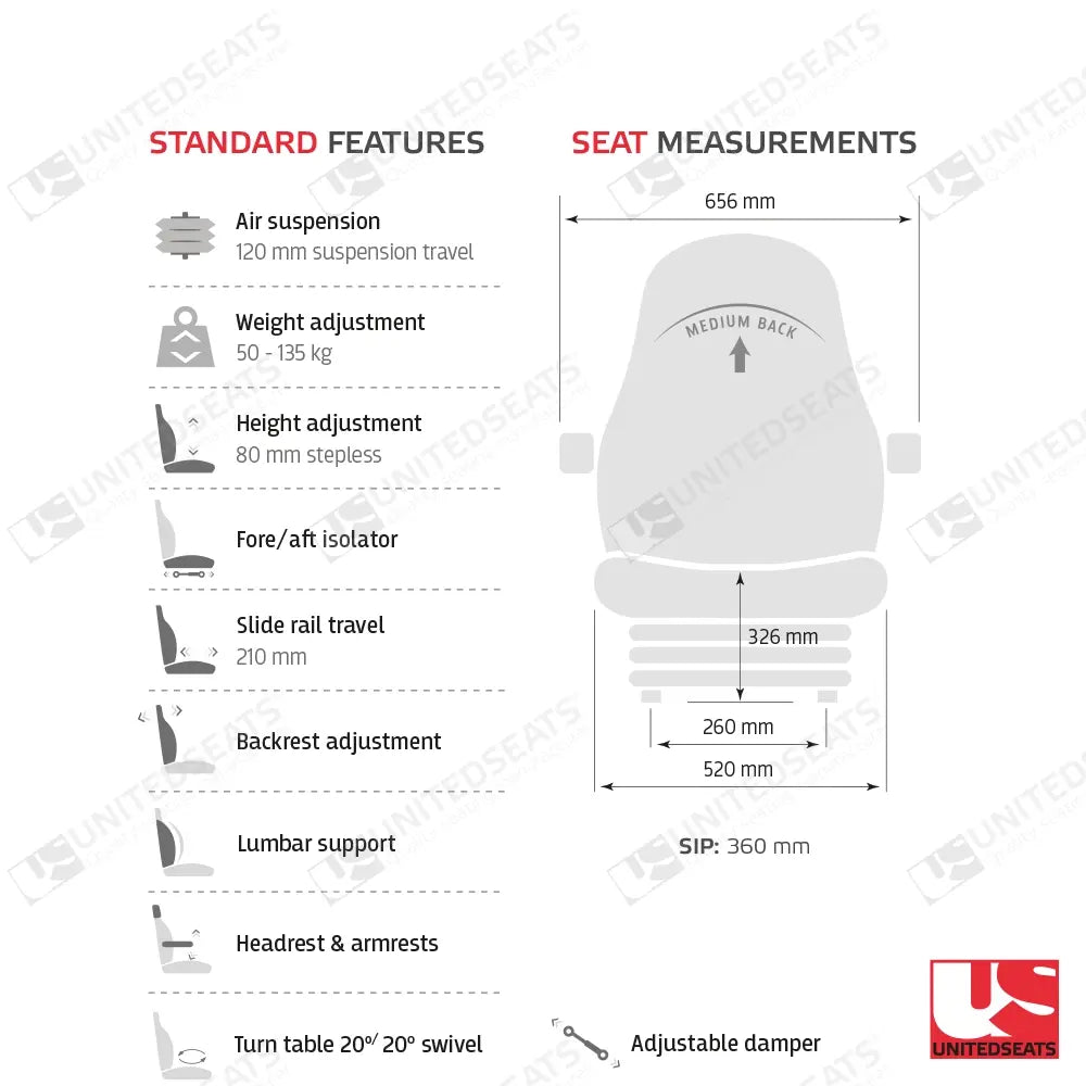UnitedSeats tractor air suspension seat fabric - UnitedSeats Vehicle Seat (image 6)