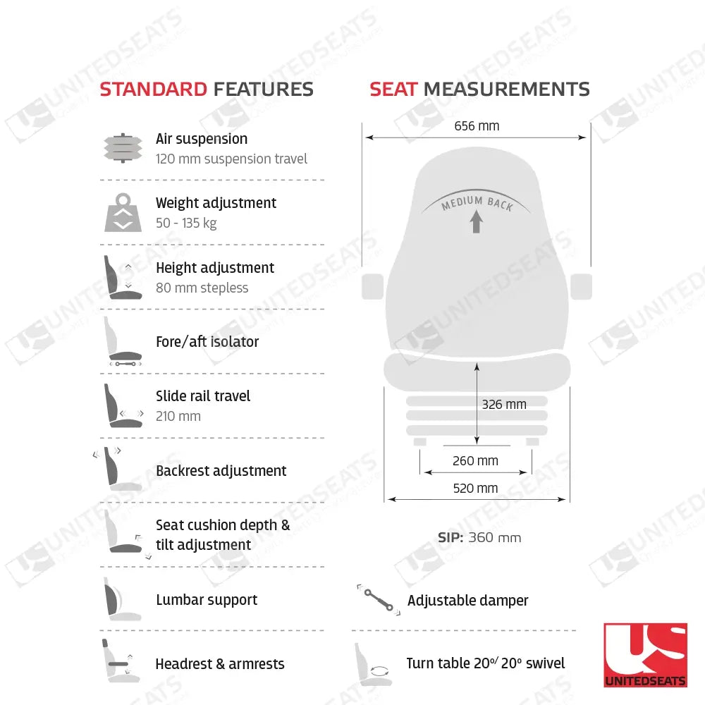 UnitedSeats tractor air suspension seat fabric - UnitedSeats Vehicle Seat (image 2)
