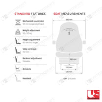UnitedSeats CS85/H90 tractor suspension seat fabric - UnitedSeats Mechanical suspended seat (image 3)