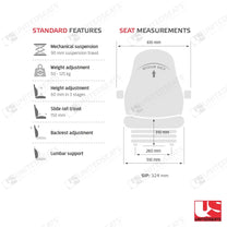 UnitedSeats CS85/C1 tractor suspension seat fabric - UnitedSeats Mechanical suspended seat (image 3)