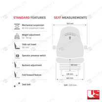 UnitedSeats MGV55 forklift suspension seat fabric - UnitedSeats Mechanical suspended seat (image 2)