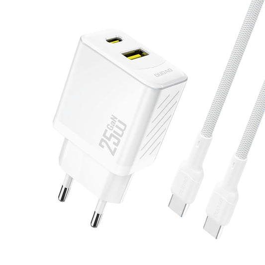 USB-A USB-C wall charger with USB-C GaN PD QC 25W cable - white - Carlat