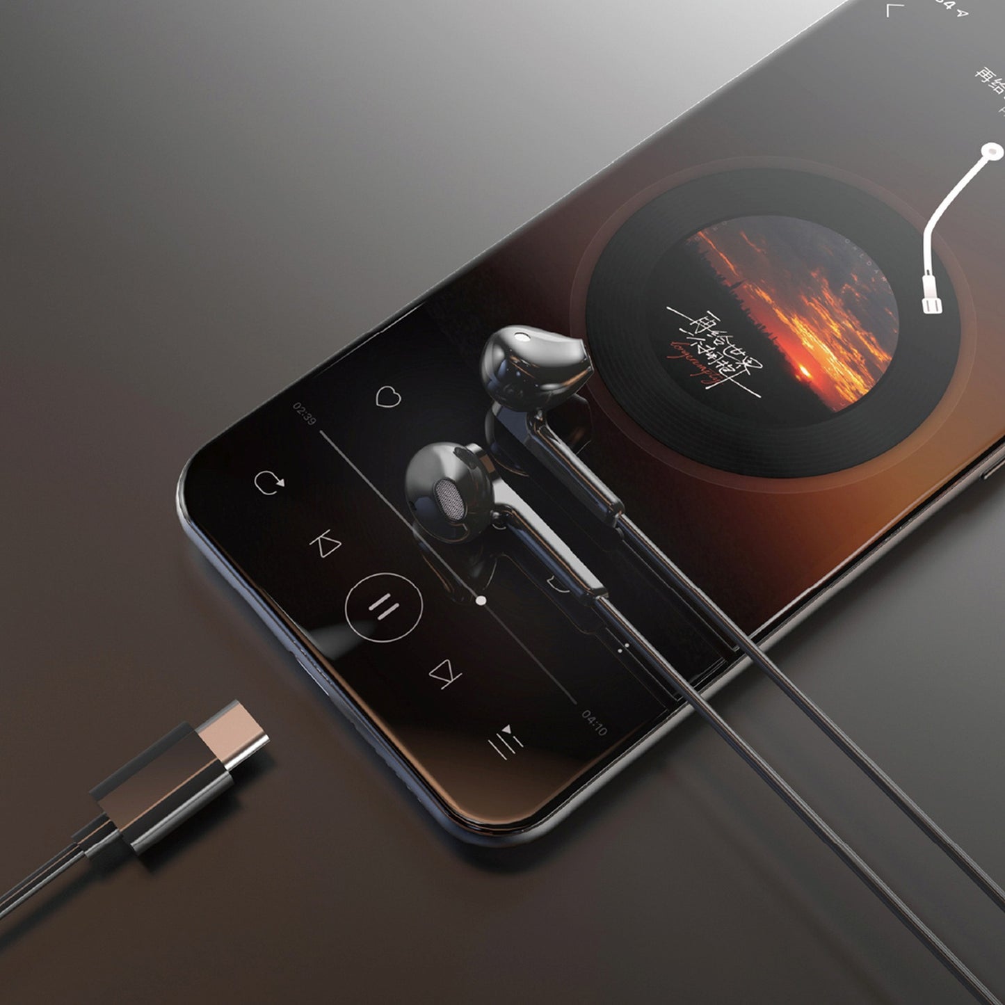 USB-C 1.2m wired in-ear headphones - black - Carlat