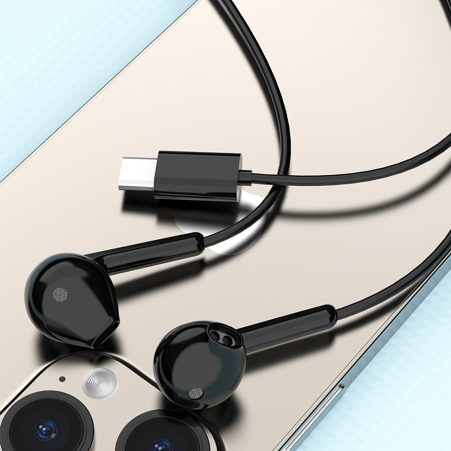 USB-C 1.2m wired in-ear headphones - black - Carlat