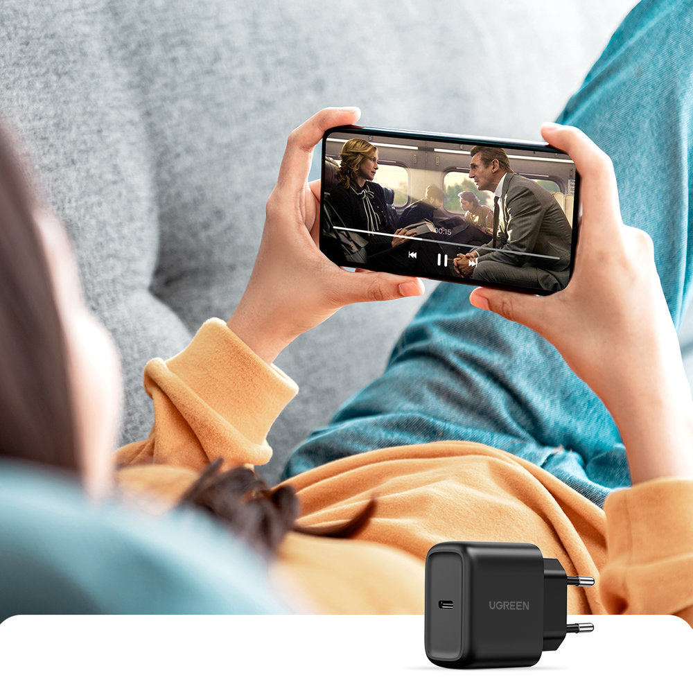 USB-C 25W PD + USB-C 2m black power charger - Carlat
