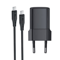 USB-C 30W GaN wall charger with USB-C - Lightning 1.2m cable - black - Carlat