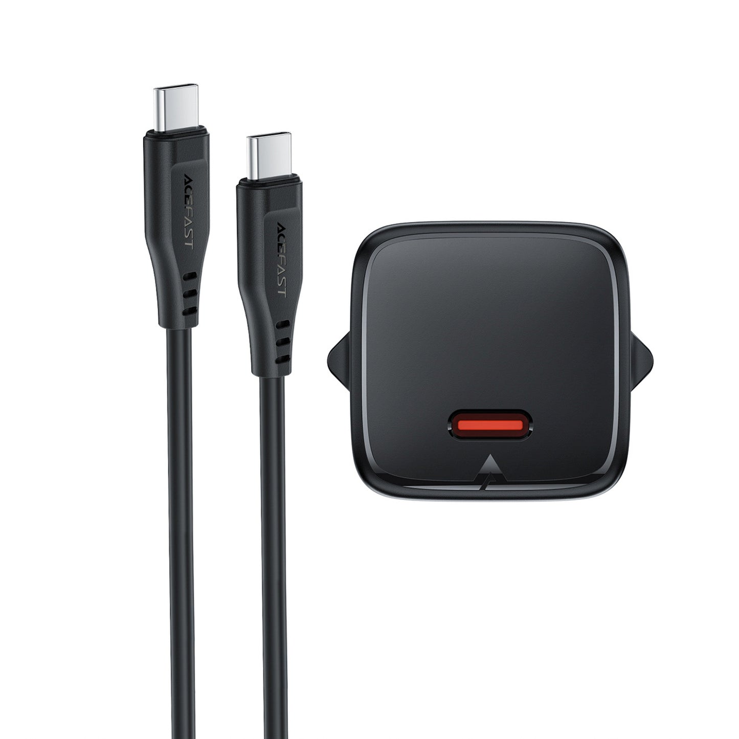 USB-C 30W GaN wall charger with USB-C - Lightning 1.2m cable - black - Carlat