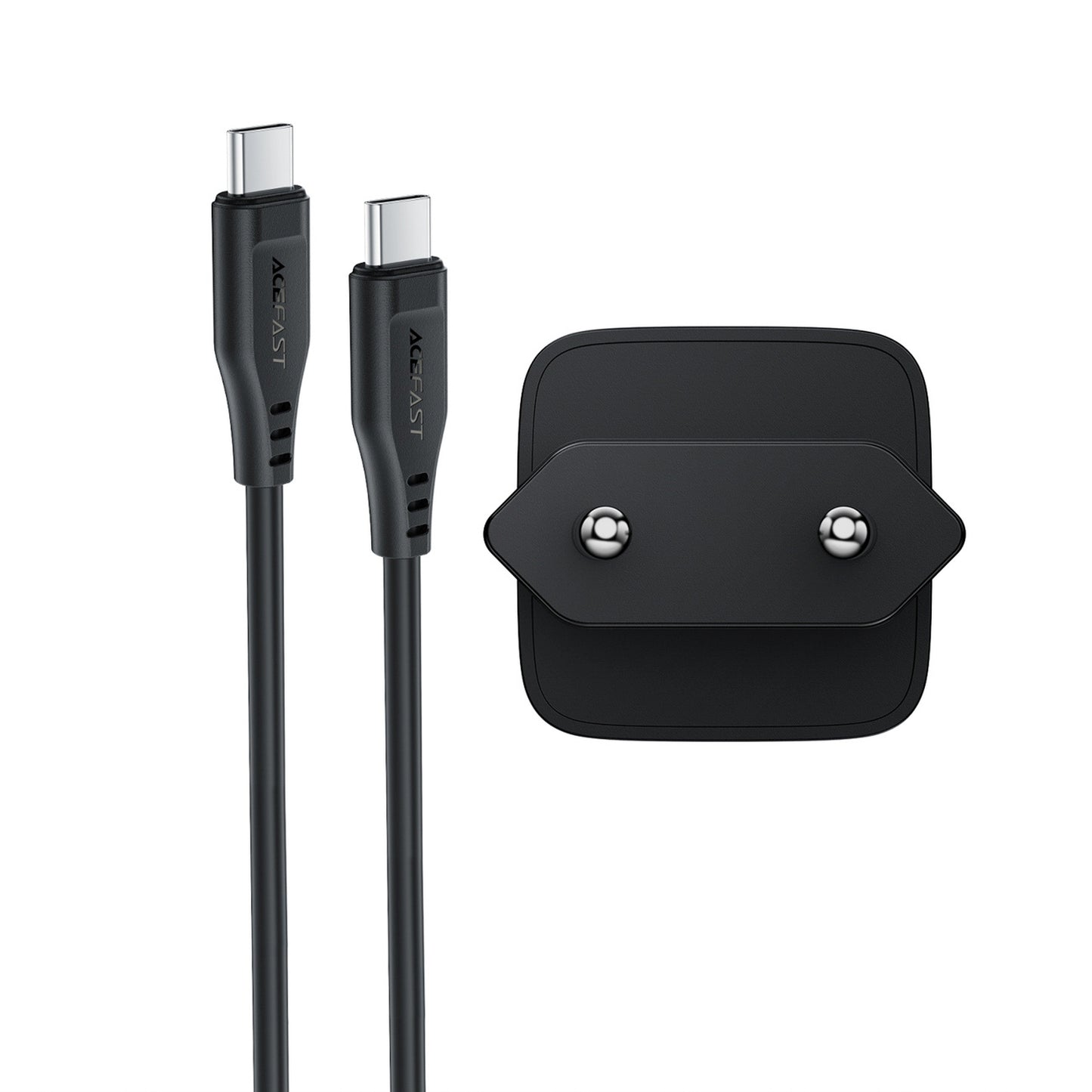 USB-C 30W GaN wall charger with USB-C - Lightning 1.2m cable - black - Carlat
