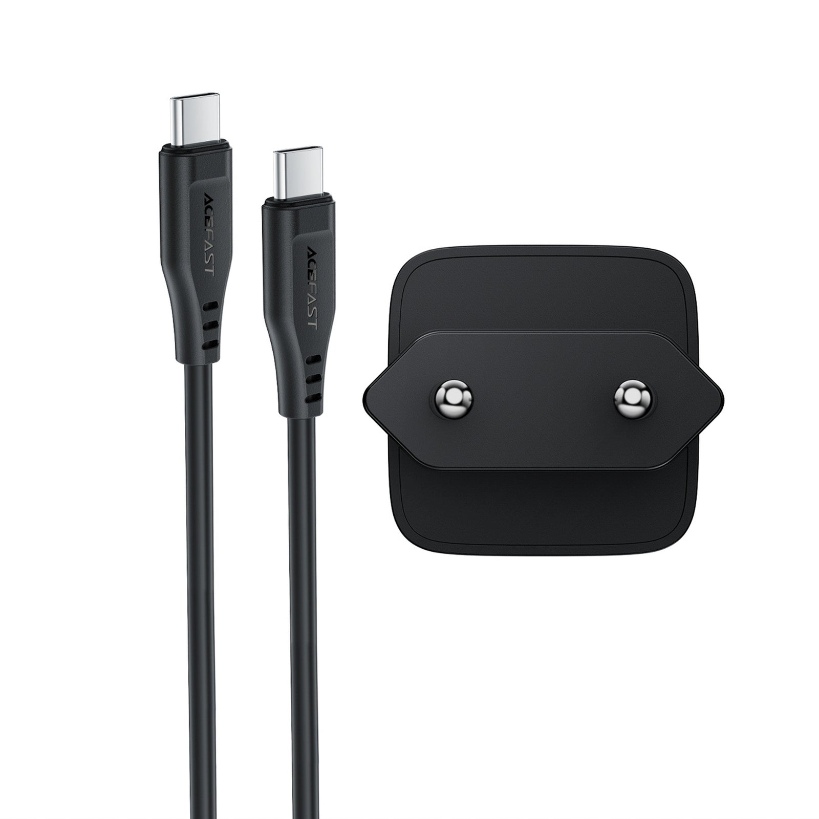 USB-C 30W GaN wall charger with USB-C - Lightning 1.2m cable - black - Carlat