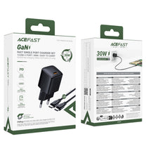 USB-C 30W GaN wall charger with USB-C - Lightning 1.2m cable - black - Carlat