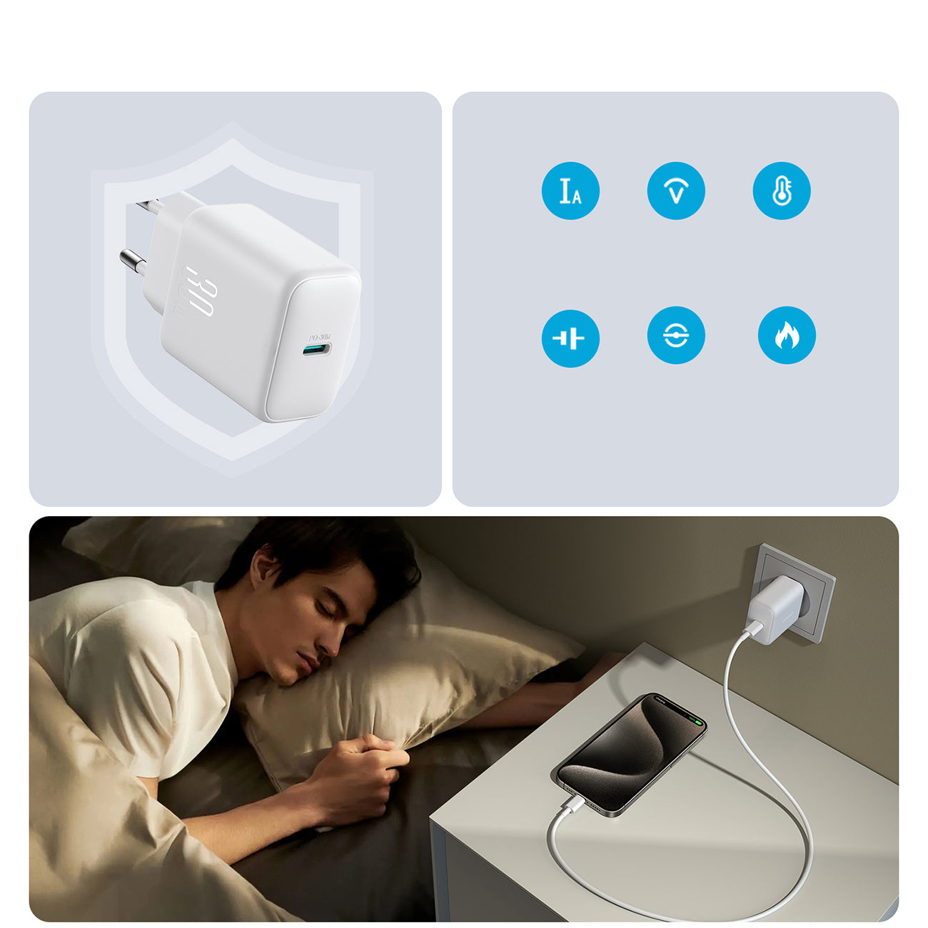 USB-C PD 30W QC SFC wall charger - white - Carlat