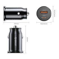 USB-C USB-A 30W car charger - black - Carlat