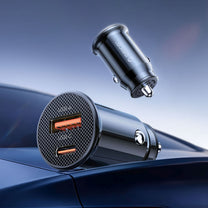 USB-C USB-A 30W car charger - black - Carlat