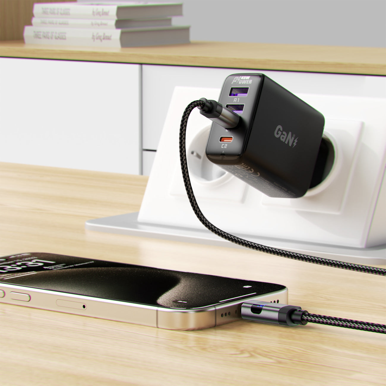 USB-C - USB-C cable with display 480Mb/s 66W 1.2m - black - Carlat