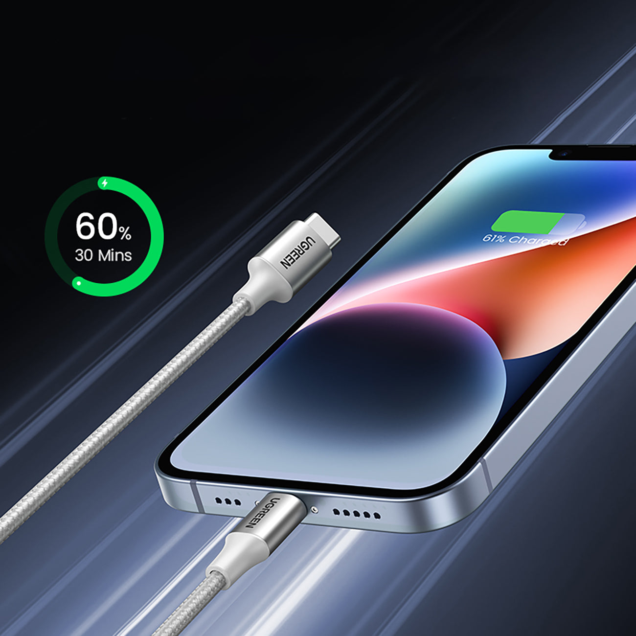 USB-C - iPhone Lightning MFi cable 1m - silver - Carlat