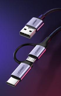 USB Cables – 2in1 Cable, strong braided cable USB - Carlat