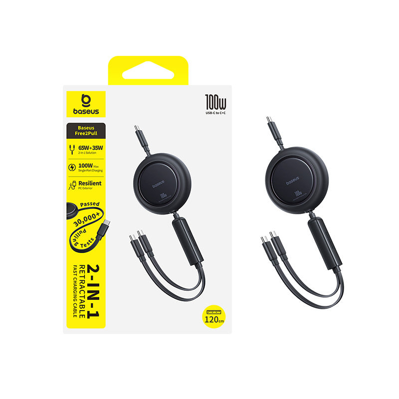 USB Cables – 2in1 USB-C retractable cable 100W 1.2m - Carlat