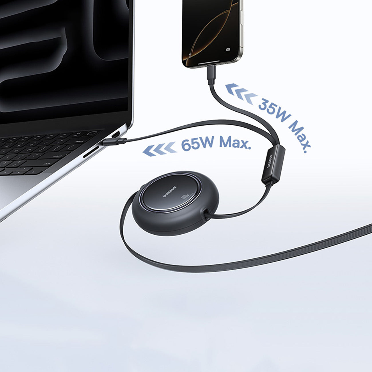 USB Cables – 2in1 USB-C retractable cable 100W 1.2m - Carlat
