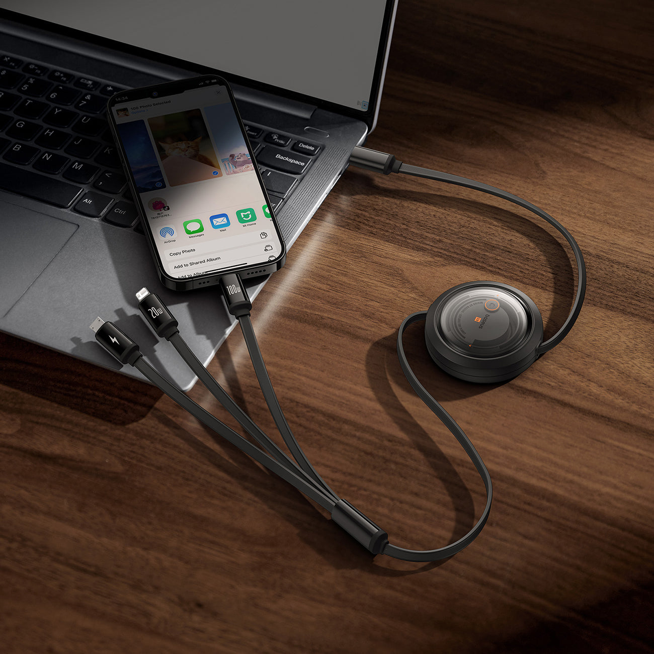 USB Cables – 3in1 Universal retractable cable USB-C - Lightning - Carlat