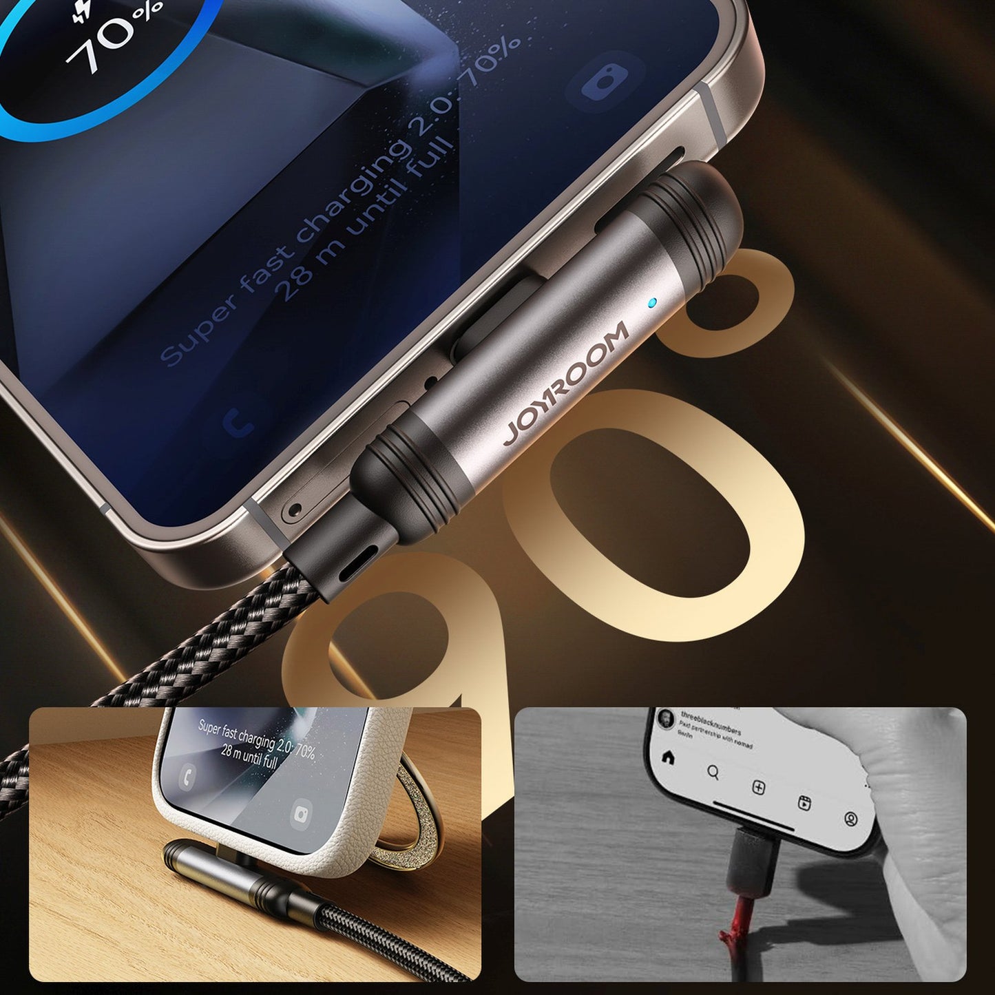 USB Cables – Angled USB-A USB-C 3A cable 1.2m - Carlat
