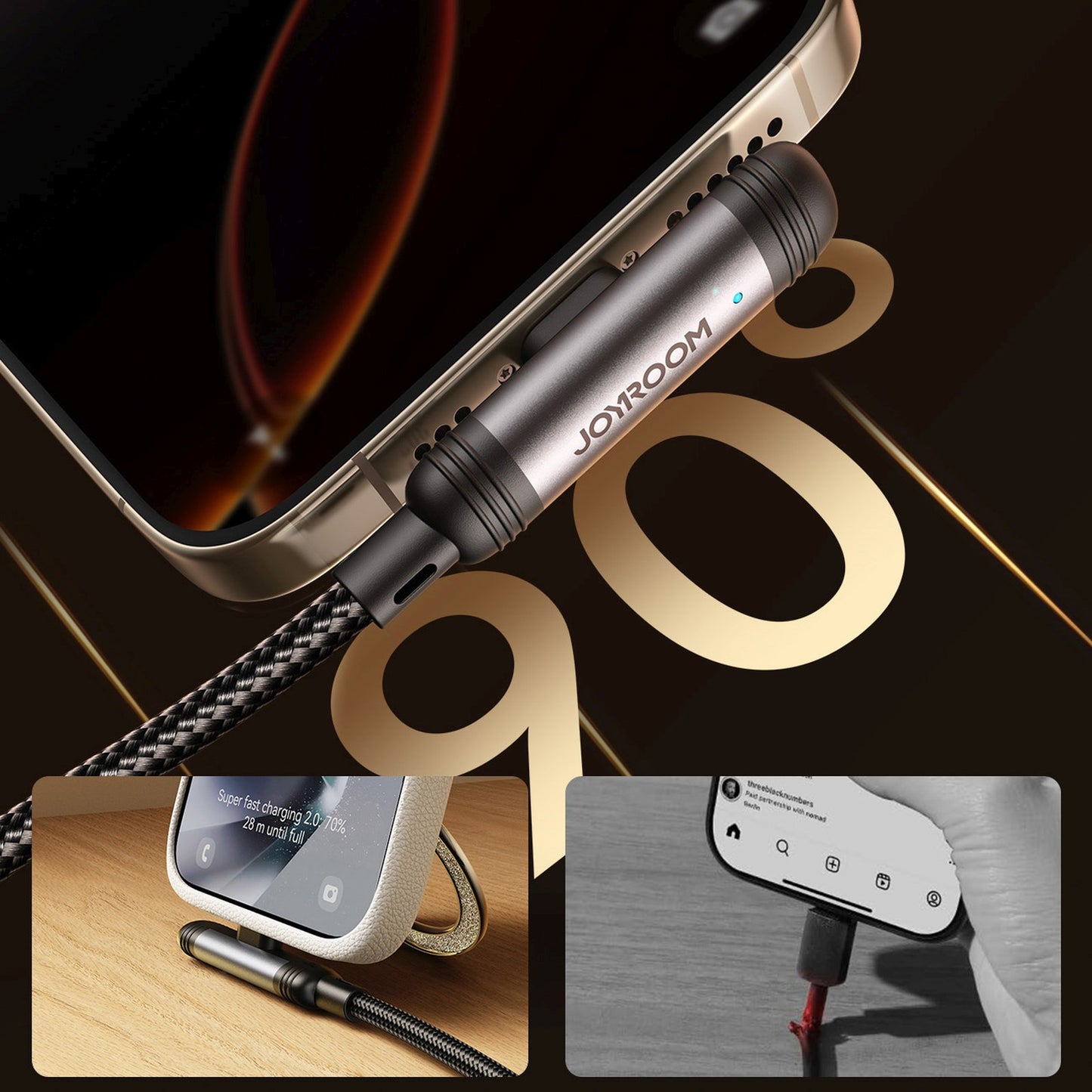 USB Cables – Angled USB-A iPhone Lightning 3A cable 1.2m - Carlat