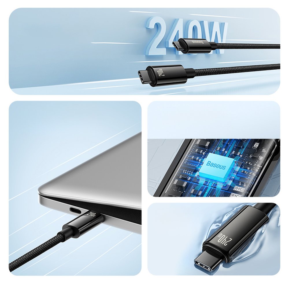 USB Cables – Braided USB-C cable 480Mb/s 240W Tungsten Gold - Carlat