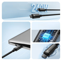 USB Cables – Braided USB-C cable 480Mb/s 240W Tungsten Gold - Carlat
