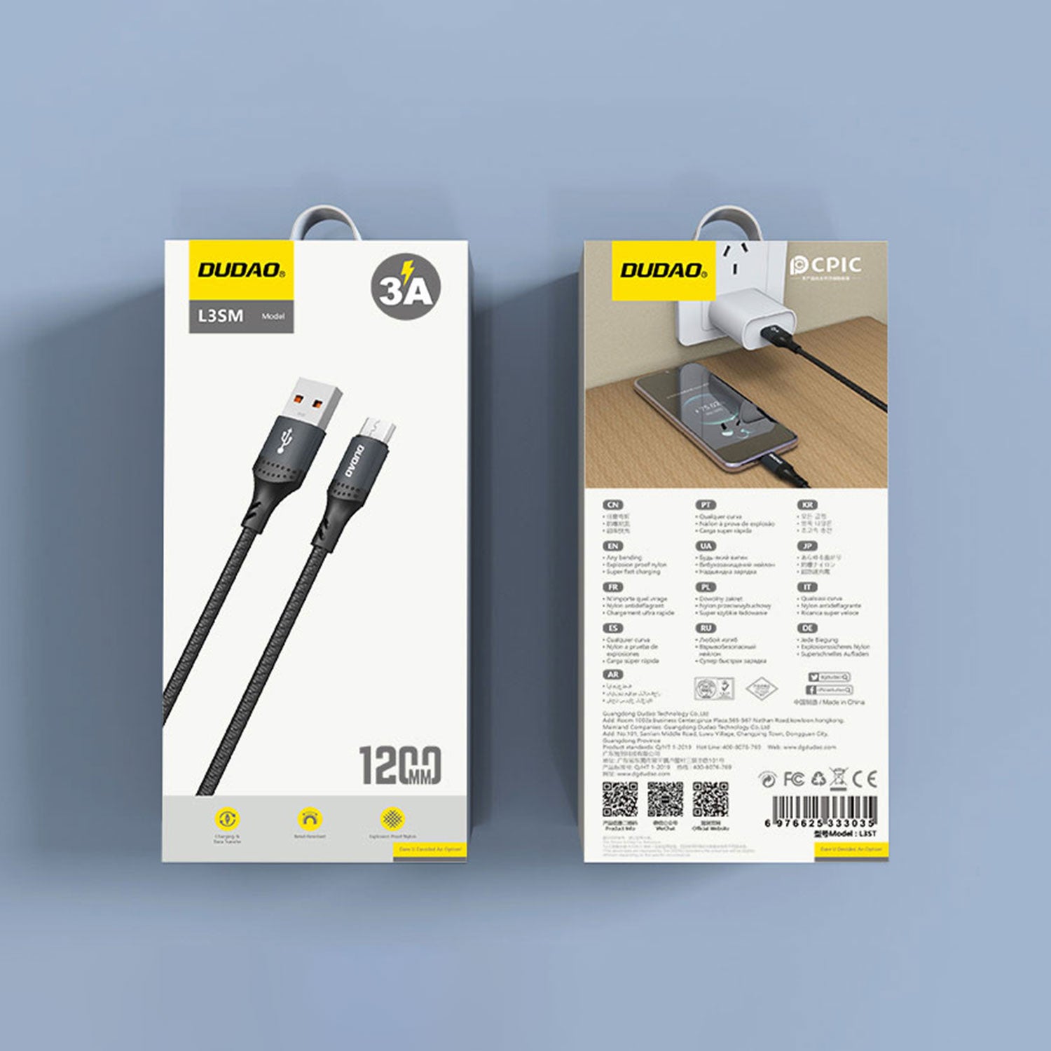 USB Cables – Braided cable L3SM USB-A - MicroUSB 3A - Carlat