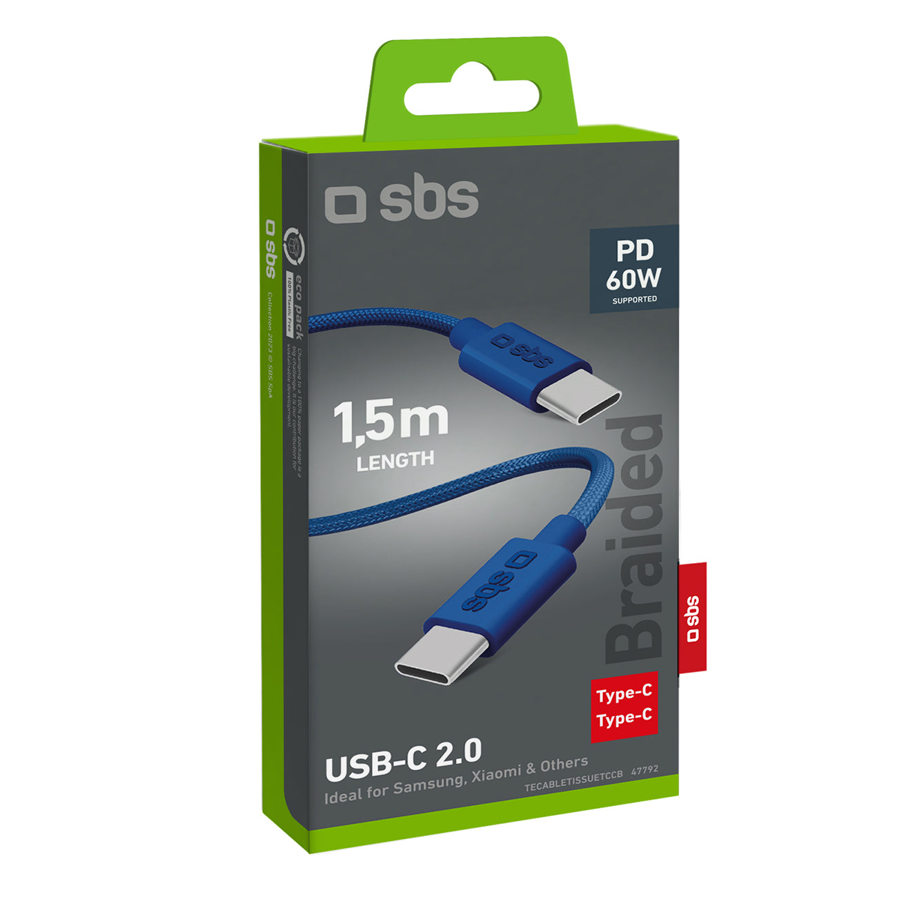 USB Cables – Braided cable USB-C - USB-C 60W 1.5m - Carlat