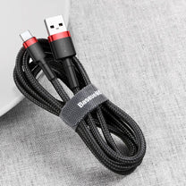 USB Cables – Durable nylon cable USB-C 2A 3M black - Carlat