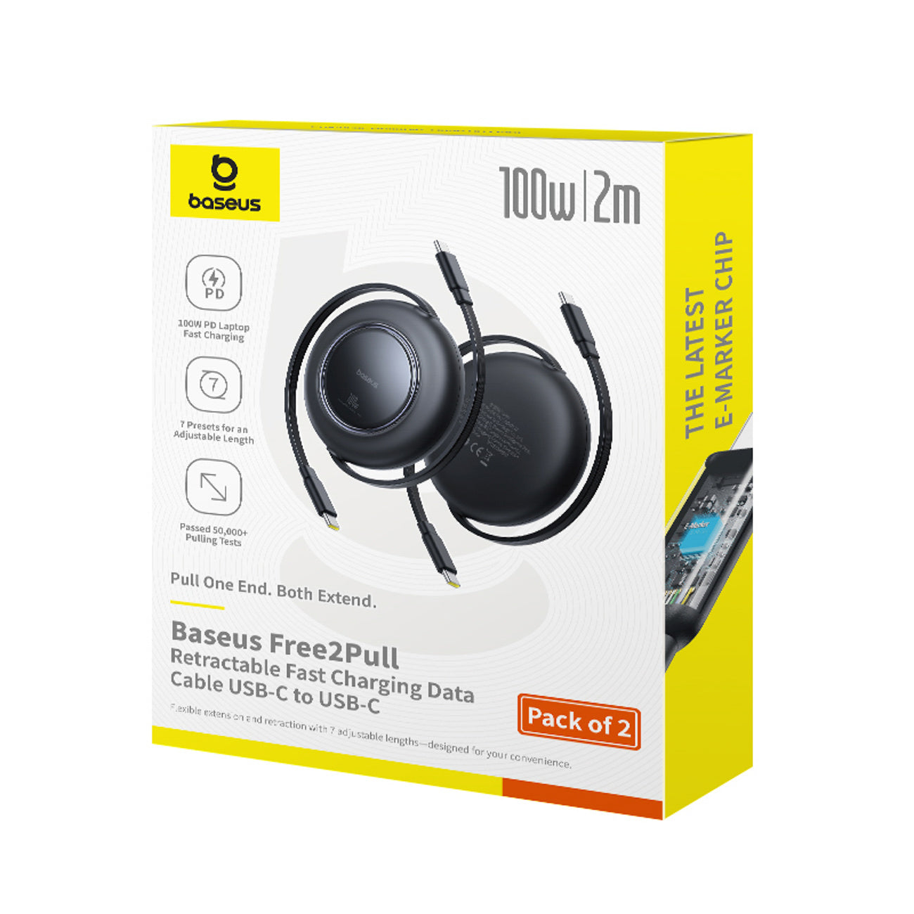 USB Cables – Retractable USB-C cable 100W 2m - black - Carlat