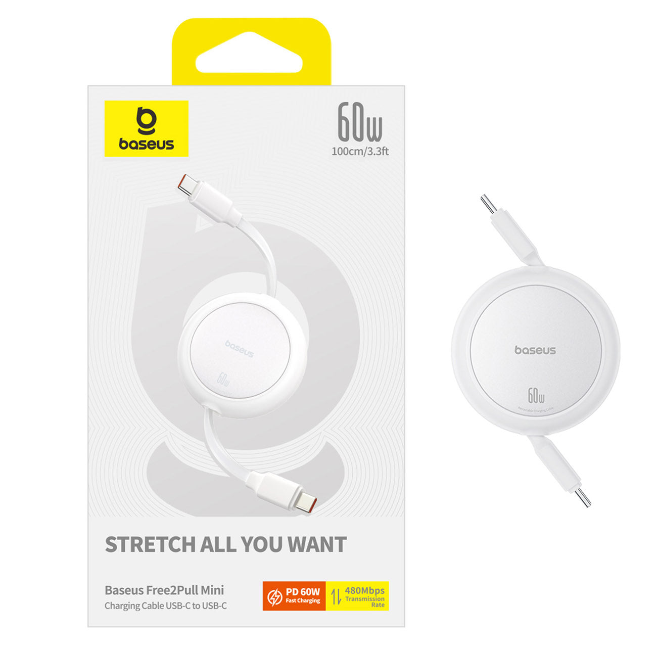 USB Cables – Retractable cable USB-C Free2Pull 60W 1m - Carlat