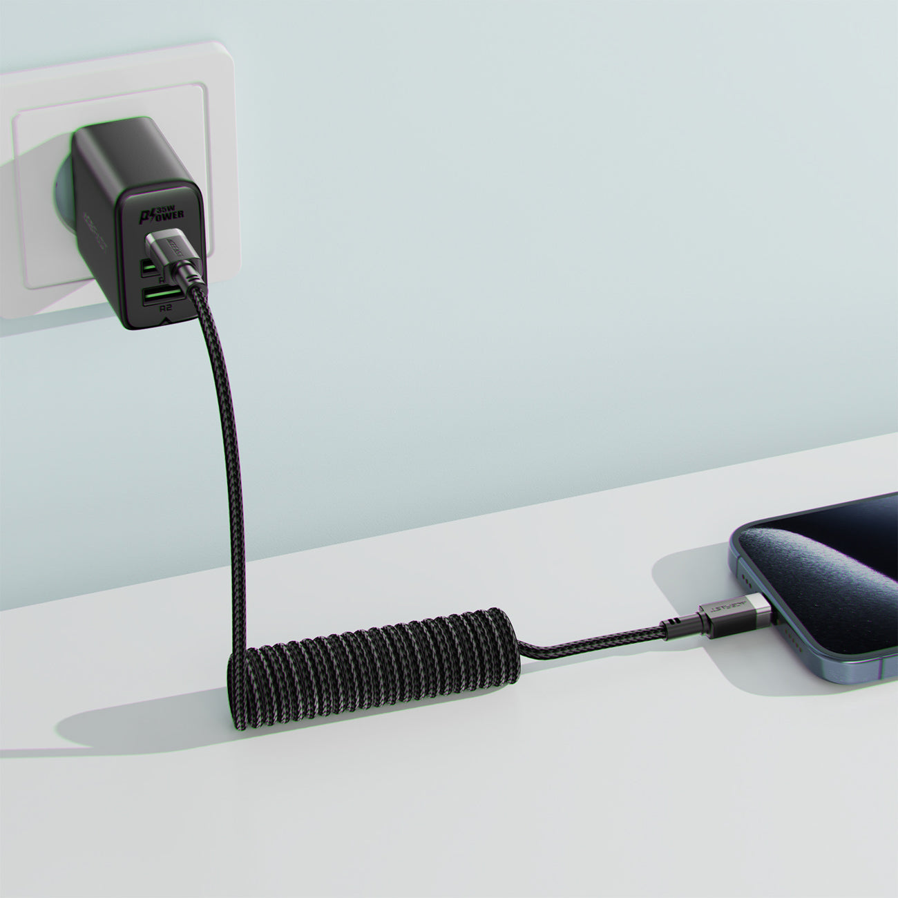 USB Cables – Spiral cable USB-A - USB-C 480Mb/s 3A - Carlat