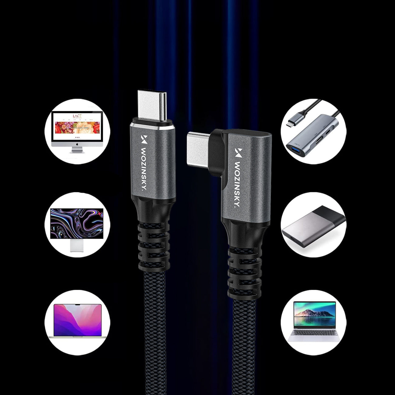 USB Cables – Thunderbolt 4 USB-C 240W 4K 1m angled - Carlat