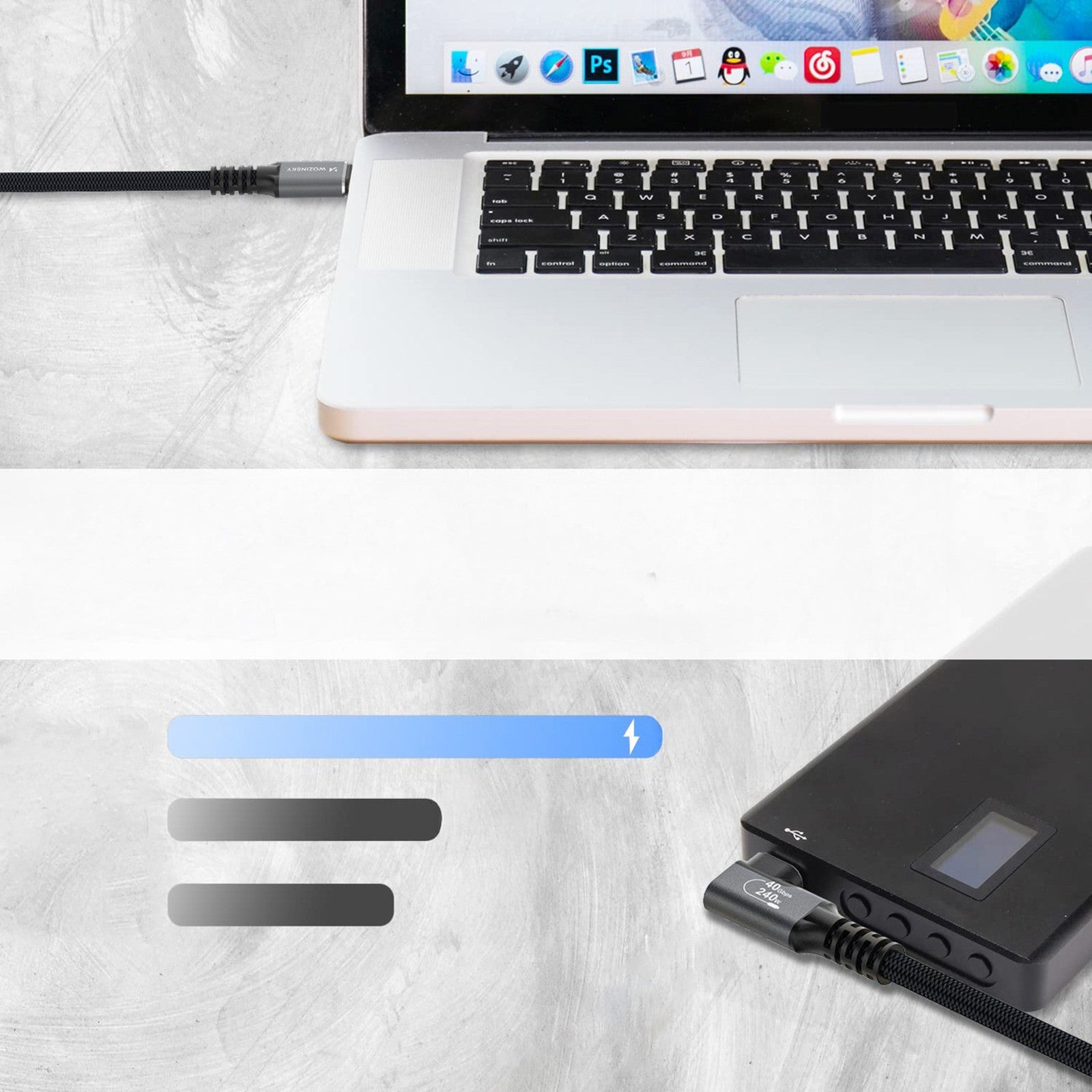 USB Cables – Thunderbolt 4 USB-C 240W 4K 1m angled - Carlat