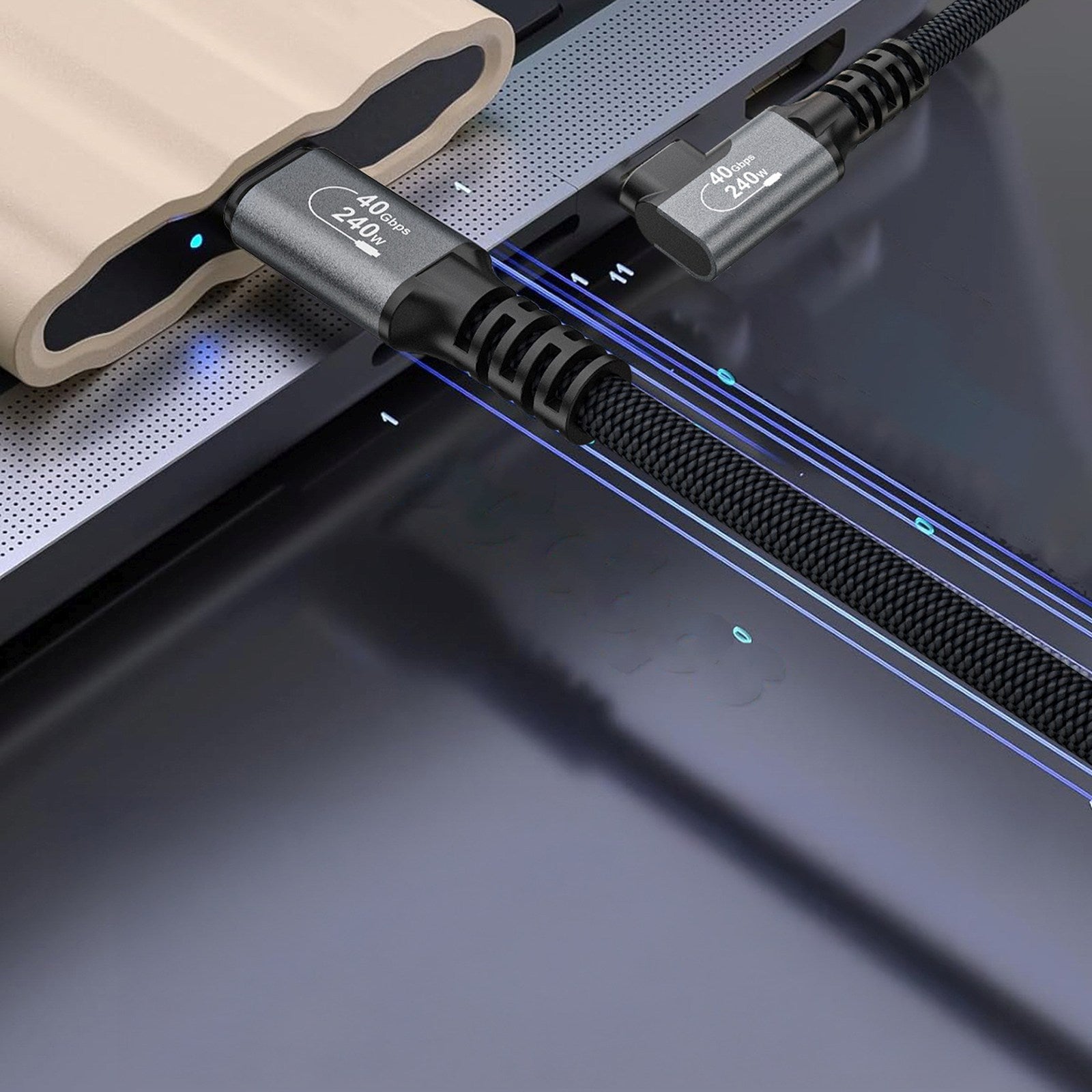 USB Cables – Thunderbolt 4 USB-C 240W 4K 1m angled - Carlat