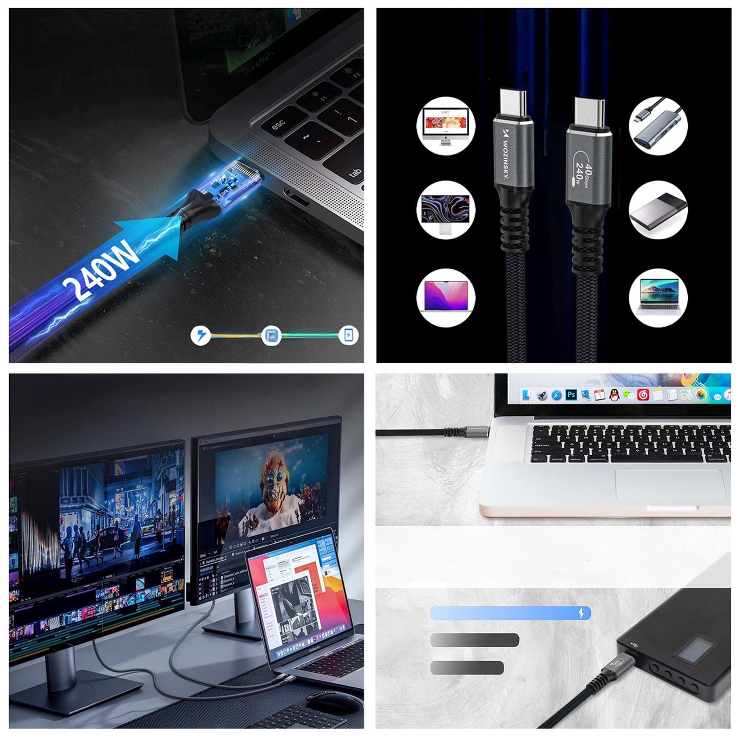USB Cables – Thunderbolt 4 USB-C cable 240W 4K 1m - Carlat