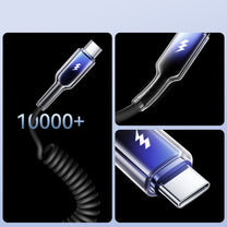 USB Cables – USB-A - USB-C Crystal-Clear Series 3A spiral - Carlat