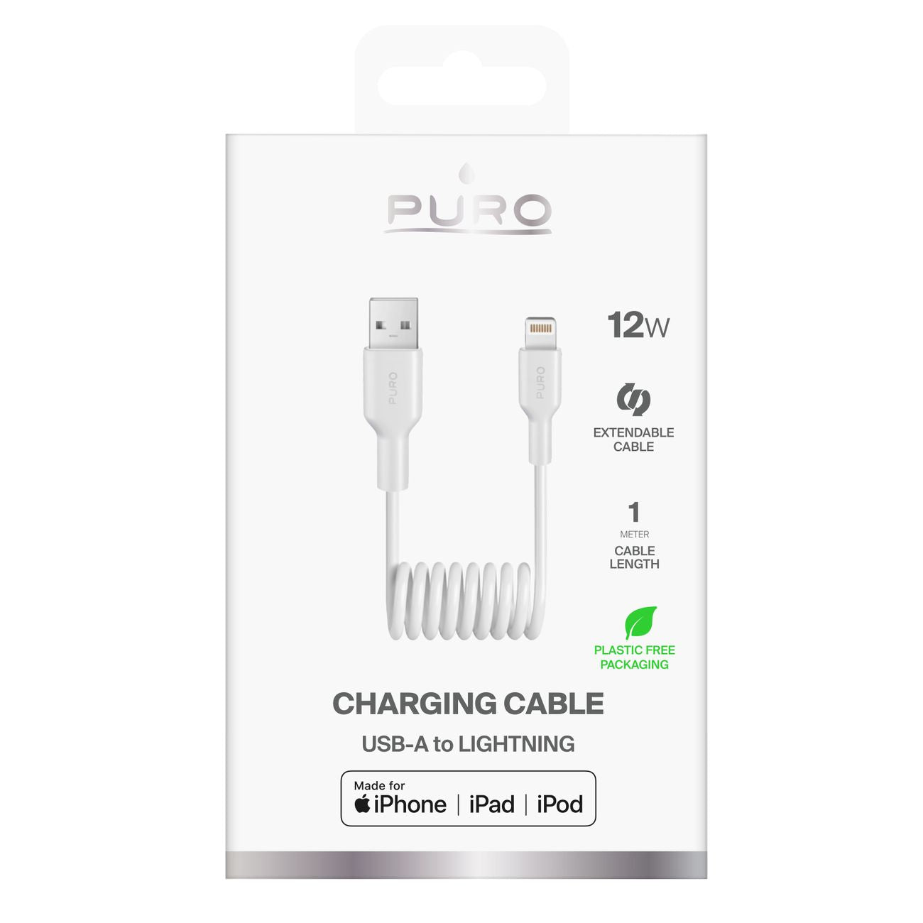 USB Cables – USB-A - iPhone Lightning 12W 1m spiral - Carlat