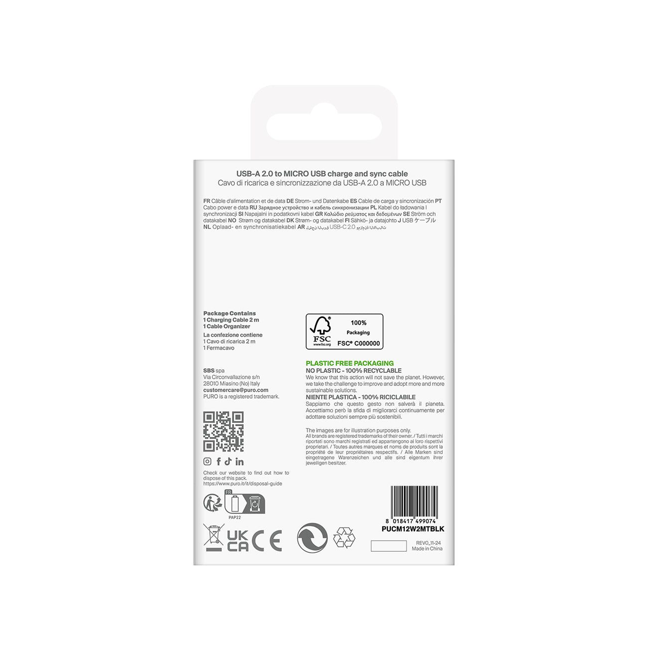 USB Cables – USB-A - microUSB TPE cable 12W 2m - Carlat