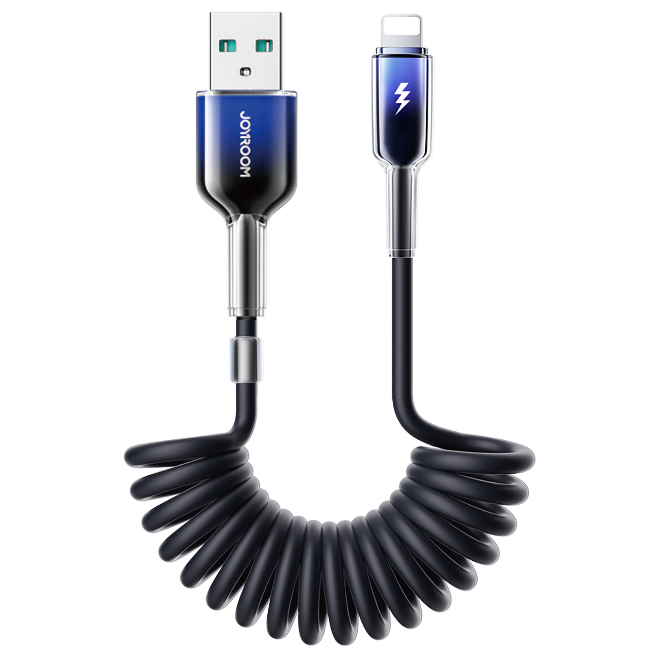 USB Cables – USB-A spiral cable - iPhone Lightning Crystal-Clear - Carlat