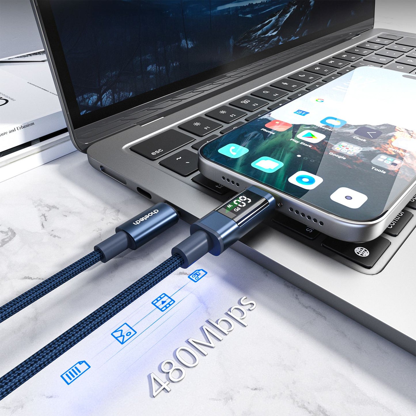 USB Cables – USB-C cable with PD 60 W display, - Carlat