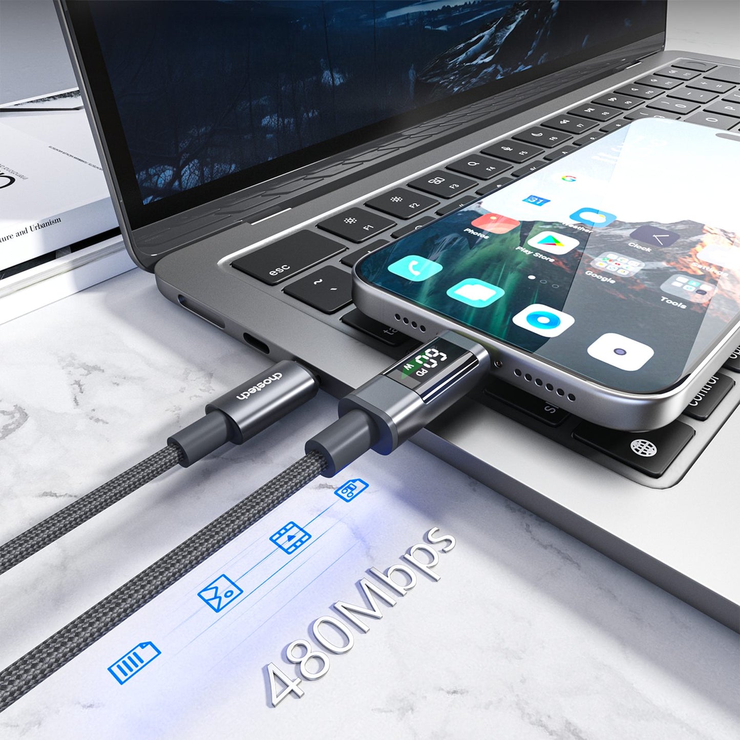 USB Cables – USB-C cable with PD 60 W display, - Carlat