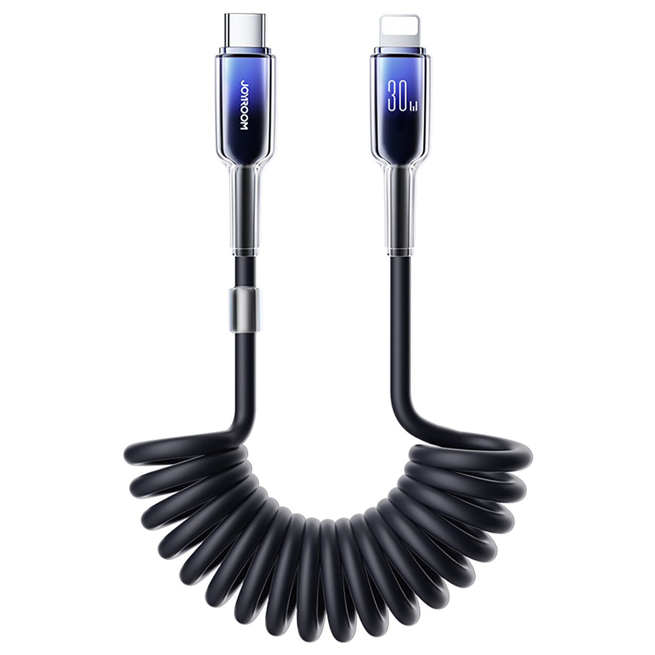 USB Cables – USB-C spiral cable - iPhone Lightning Crystal-Clear - Carlat
