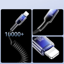 USB Cables – USB-C spiral cable - iPhone Lightning Crystal-Clear - Carlat