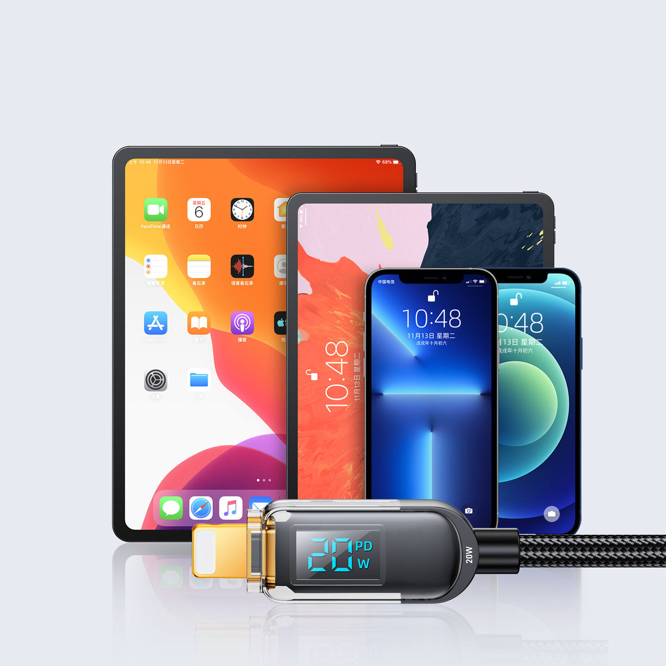 USB Cables – iPhone USB-C - Lightning cable with display - Carlat