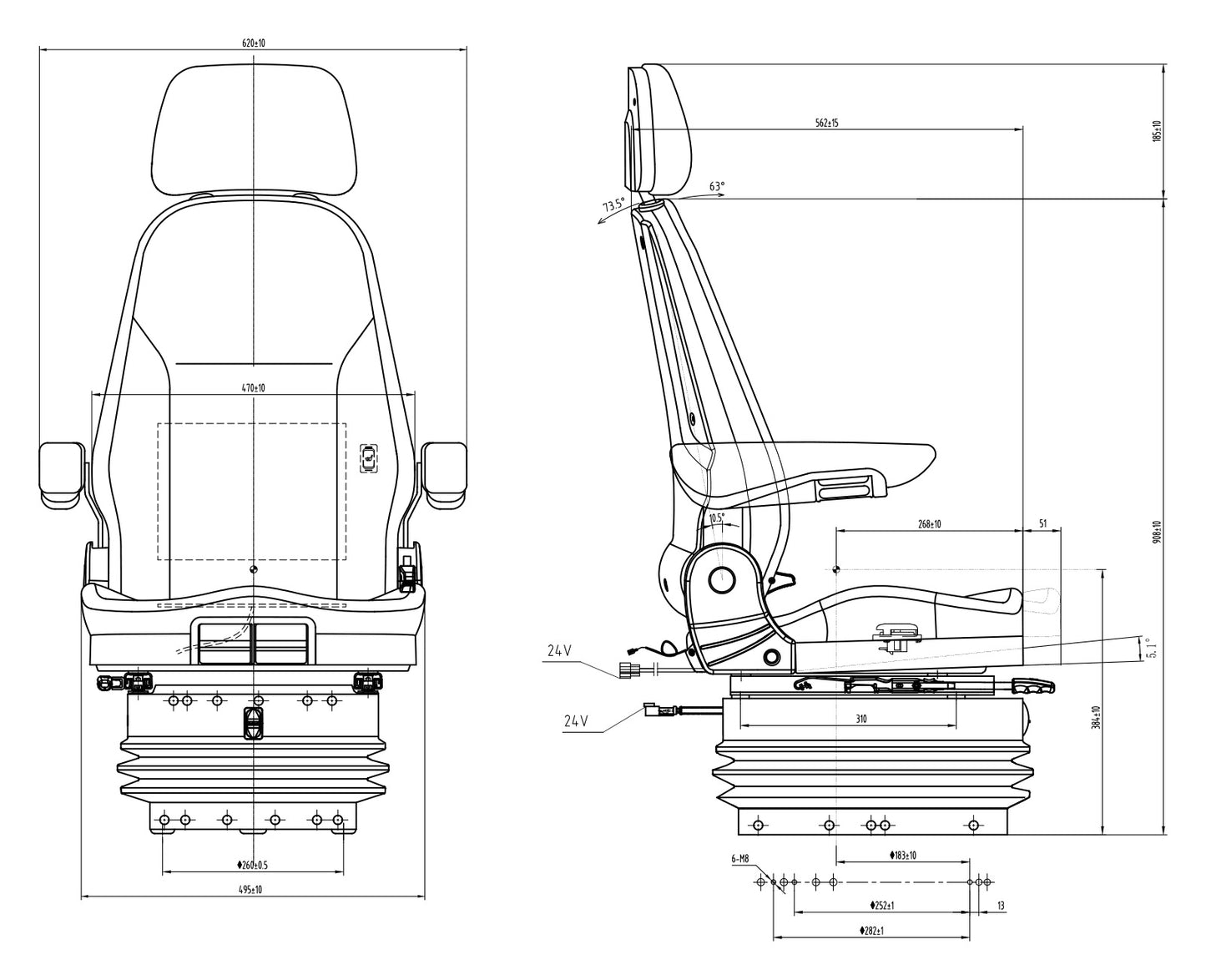 LGV120/C7 Pro 24V Air suspension seat