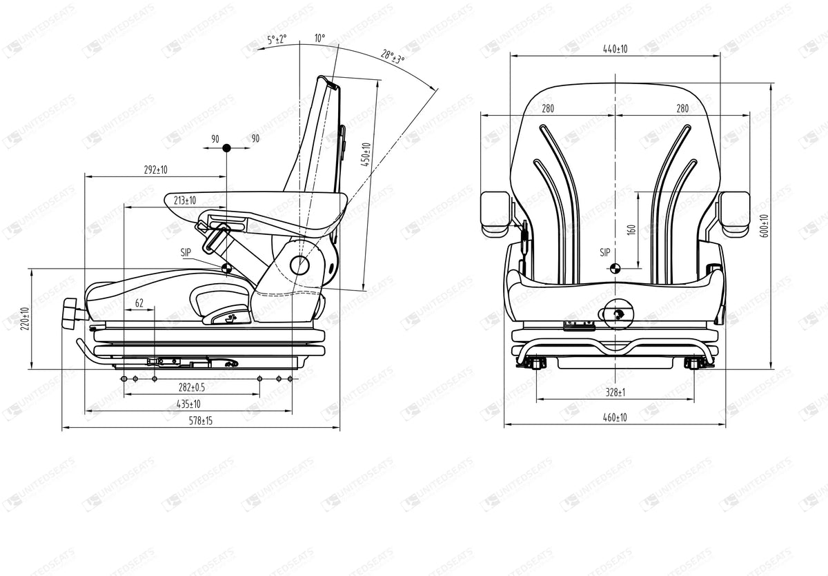 UnitedSeats MGV35 forklift suspension seat PVC - Carlat