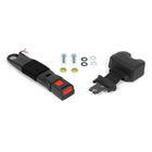 Car seat belt assembly with parts on a white background