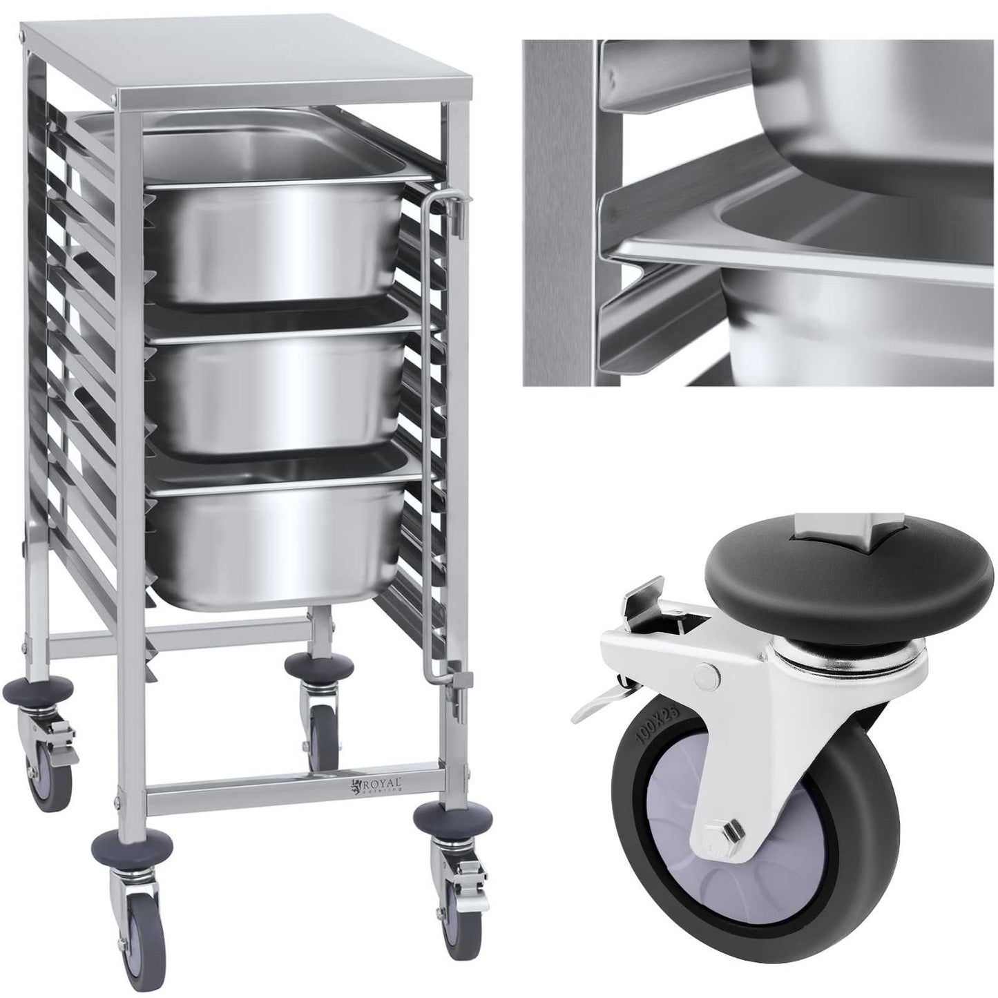 Utility Carts – Catering transport trolley for 7x GN1/1 containers, - Carlat